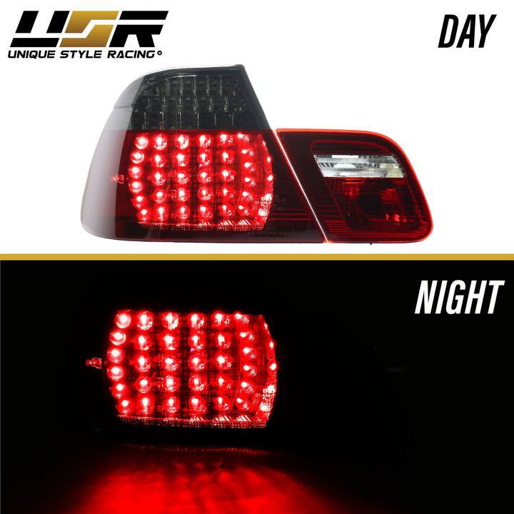 2000-2003 BMW E46 3 Series 2 Door Coupe Red/Clear or Red/Smoke LED Tail Light Made By DEPO