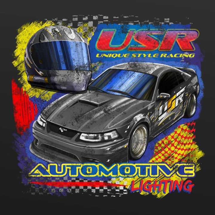 Vintage NASCAR Style USR Mustang Heavy - Weight T-Shirt