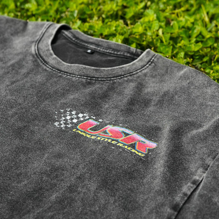 Vintage NASCAR Style USR Mustang Heavy - Weight T-Shirt