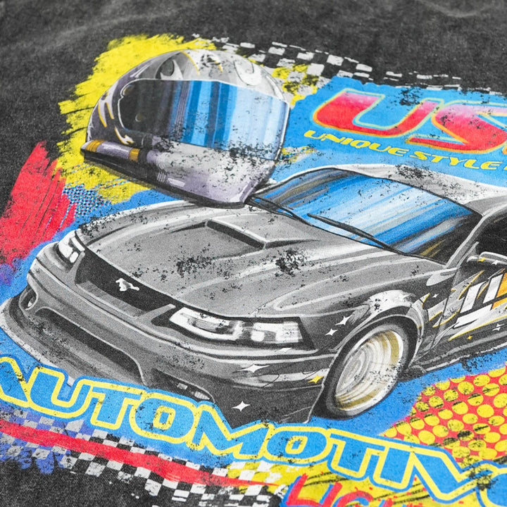 Vintage NASCAR Style USR Mustang Heavy - Weight T-Shirt