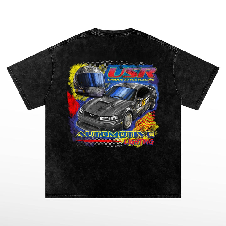 Vintage NASCAR Style USR Mustang Heavy - Weight T-Shirt