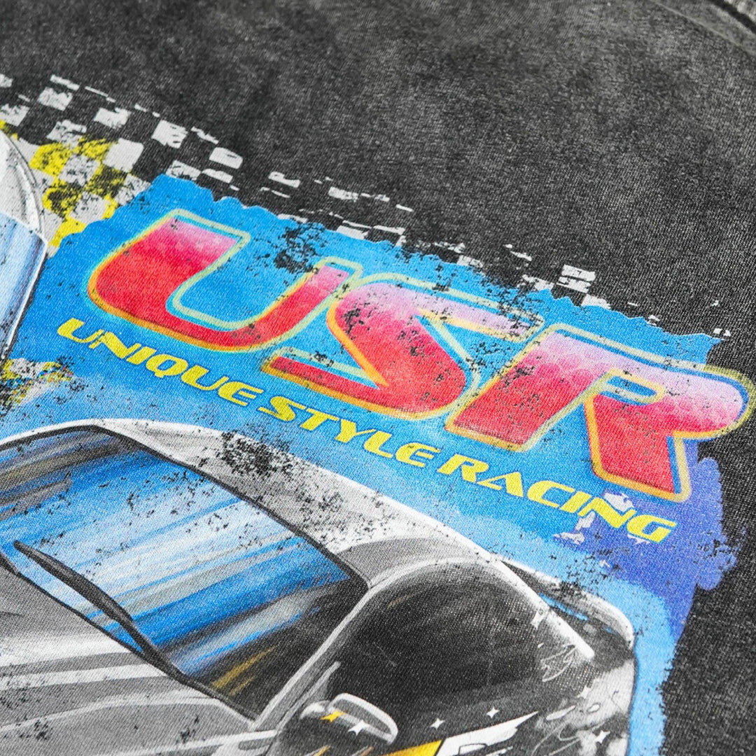 Vintage NASCAR Style USR Mustang Heavy - Weight T-Shirt