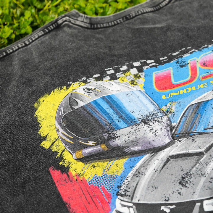 Vintage NASCAR Style USR Mustang Heavy - Weight T-Shirt