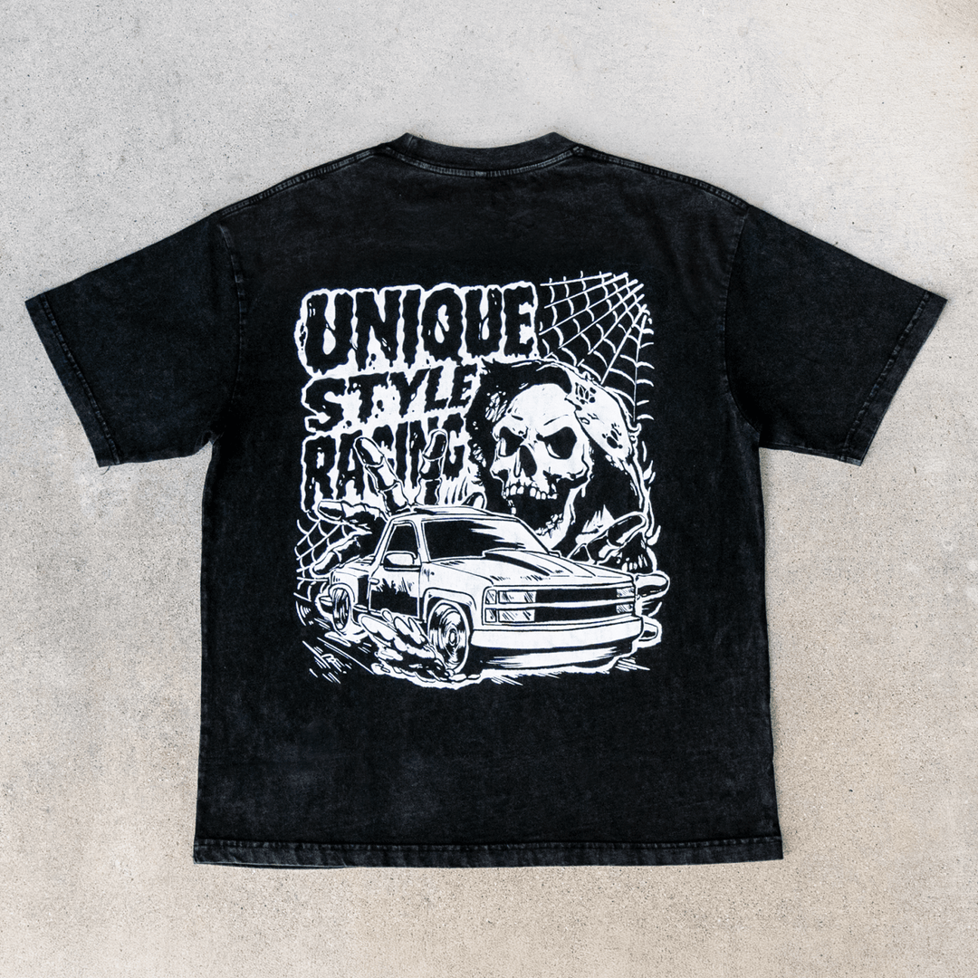Halloween Merch Merchandise Skeleton Grim Reaper OBS Chevrolet CK Pickup Stepside step side Gradient Long sleeve Vintage Retro Loose Fit Baggy Street Wear Streetwear Skater Skate Grunge 90s 1990s 1990 cars automotive fuel car truck pick up