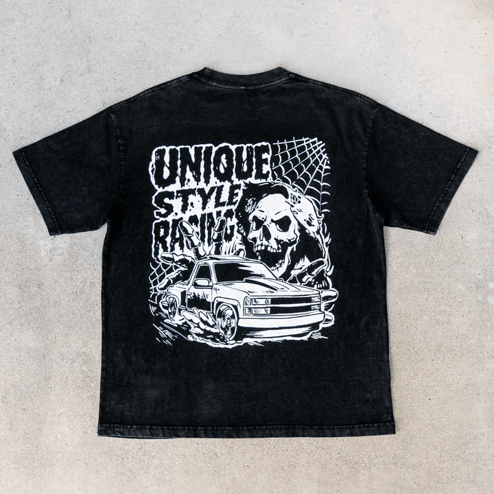 Halloween Merch Merchandise Skeleton Grim Reaper OBS Chevrolet CK Pickup Stepside step side Gradient Long sleeve Vintage Retro Loose Fit Baggy Street Wear Streetwear Skater Skate Grunge 90s 1990s 1990 cars automotive fuel car truck pick up