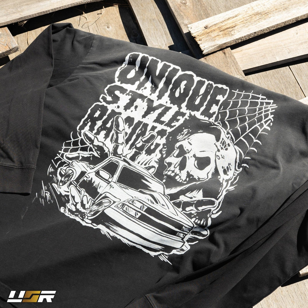 Halloween Merch Merchandise Skeleton Grim Reaper OBS Chevrolet CK Pickup Stepside step side Gradient Long sleeve Vintage Retro Loose Fit Baggy Street Wear Streetwear Skater Skate Grunge 90s 1990s 1990 cars automotive fuel car truck pick up

#color_black