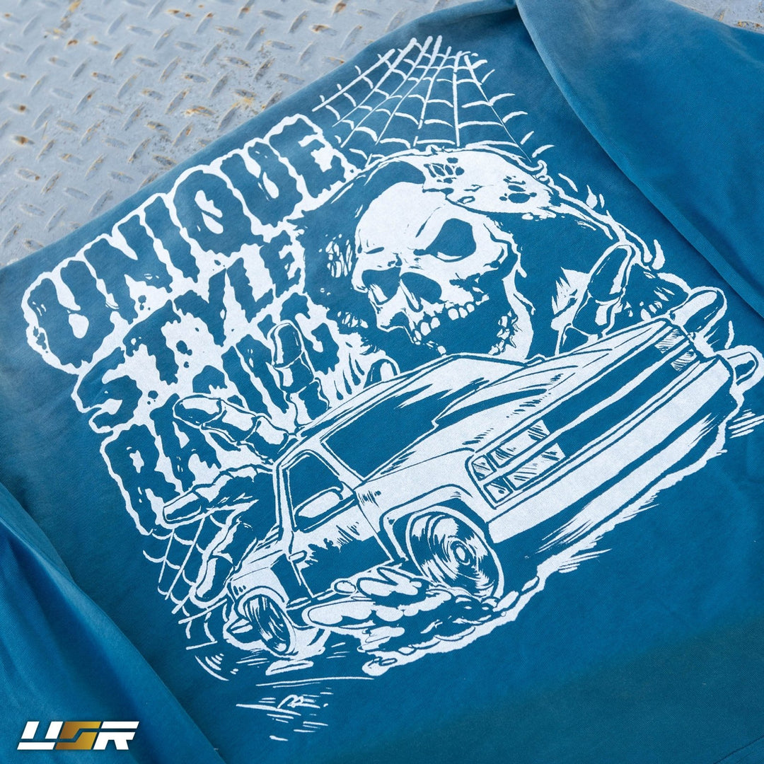 Halloween Merch Merchandise Skeleton Grim Reaper OBS Chevrolet CK Pickup Stepside step side Gradient Long sleeve Vintage Retro Loose Fit Baggy Street Wear Streetwear Skater Skate Grunge 90s 1990s 1990 cars automotive fuel car truck pick up

#color_jeans-blue