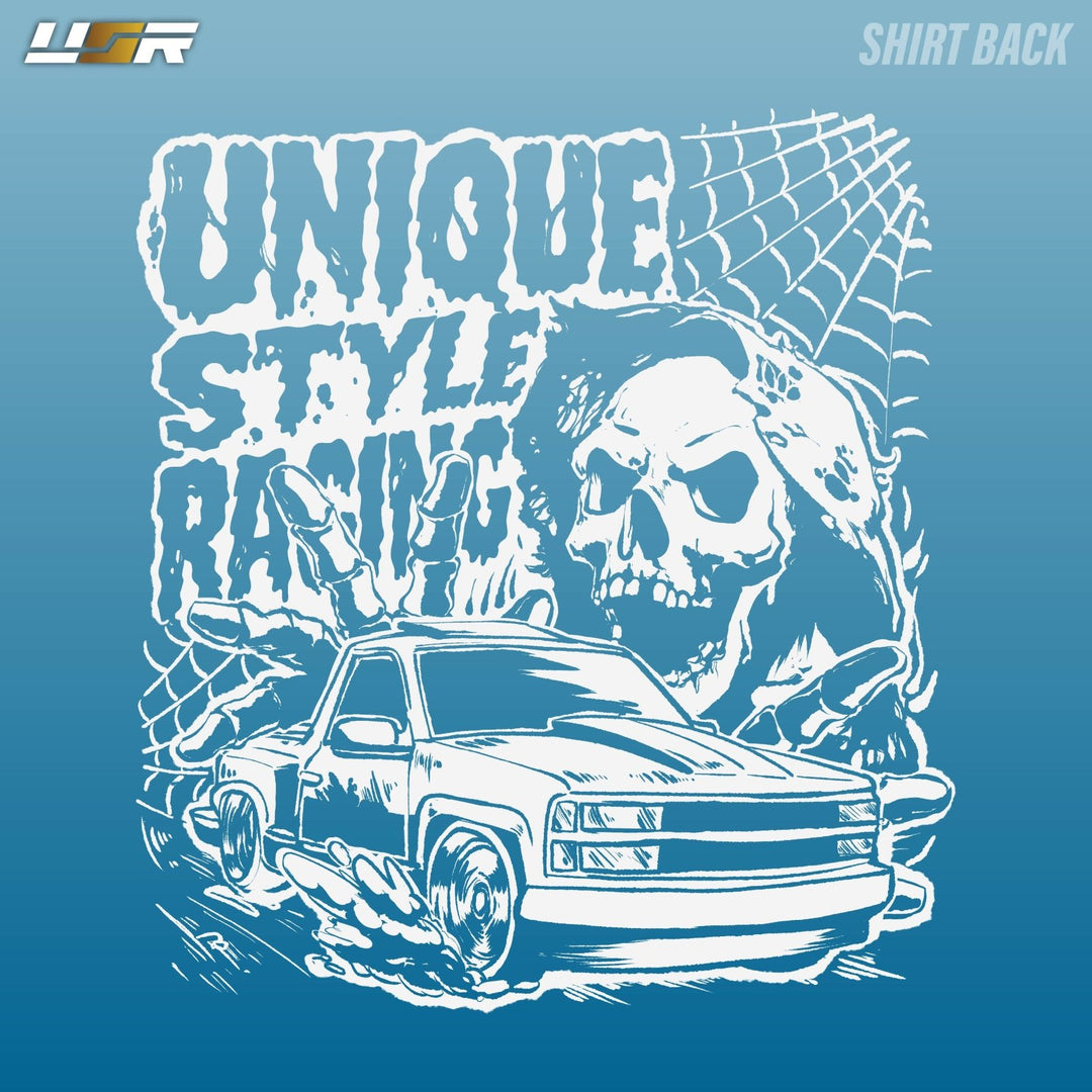 Halloween Merch Merchandise Skeleton Grim Reaper OBS Chevrolet CK Pickup Stepside step side Gradient Long sleeve Vintage Retro Loose Fit Baggy Street Wear Streetwear Skater Skate Grunge 90s 1990s 1990 cars automotive fuel car truck pick up

#color_jeans-blue