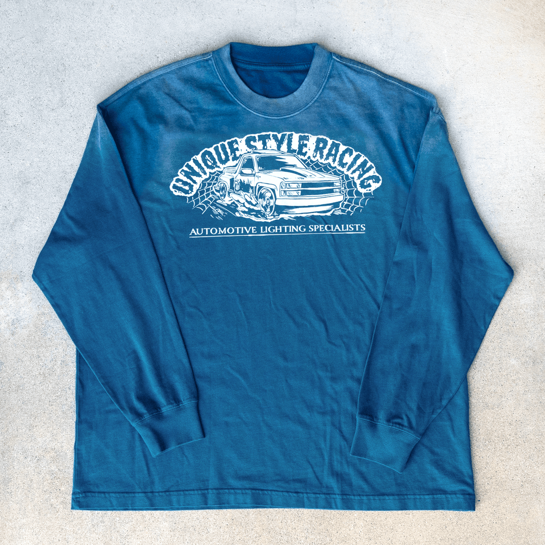 Halloween Merch Merchandise Skeleton Grim Reaper OBS Chevrolet CK Pickup Stepside step side Gradient Long sleeve Vintage Retro Loose Fit Baggy Street Wear Streetwear Skater Skate Grunge 90s 1990s 1990 cars automotive fuel car truck pick up

#color_jeans-blue
