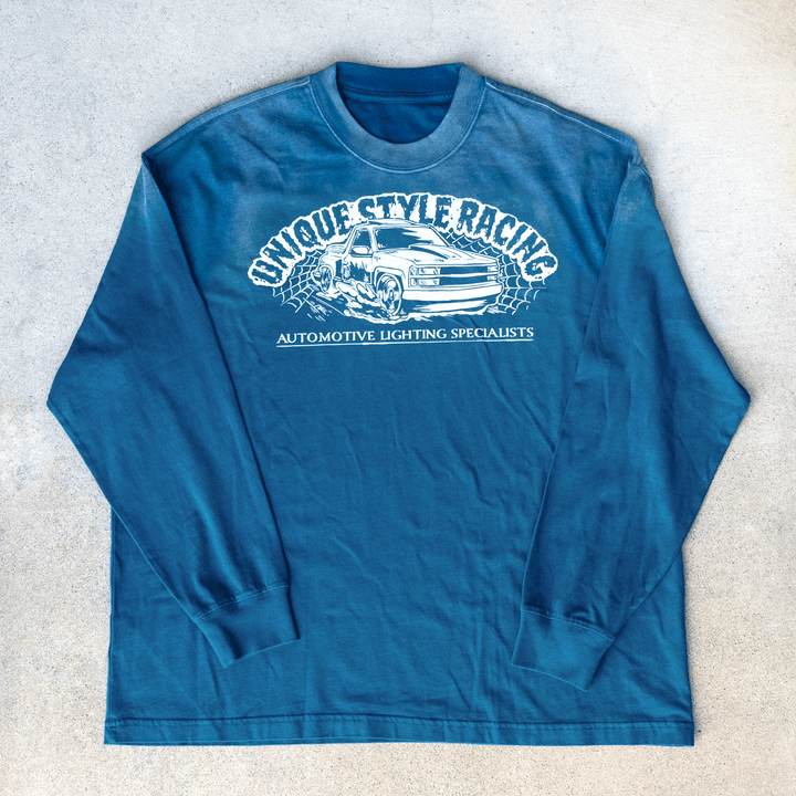 Halloween Merch Merchandise Skeleton Grim Reaper OBS Chevrolet CK Pickup Stepside step side Gradient Long sleeve Vintage Retro Loose Fit Baggy Street Wear Streetwear Skater Skate Grunge 90s 1990s 1990 cars automotive fuel car truck pick up

#color_jeans-blue