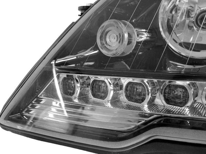 2009-2011 Mercedes Benz M Class W164 White LED Strip Chrome or Black Housing Projector Headlight For Stock Halogen Model - Made by DEPO