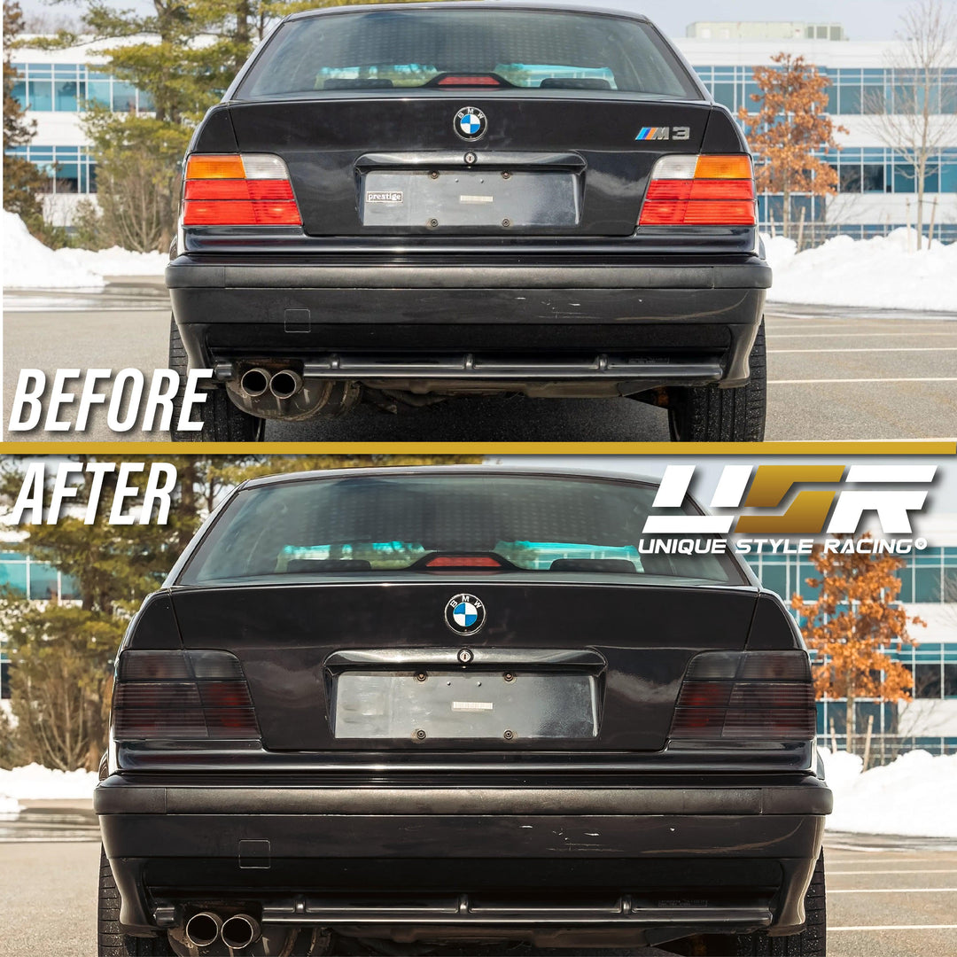 1992-1998 BMW E36 3 Series 4D Sedan Euro OEM Style Red/Clear or Red/Smoke or Full Smoke Rear Tail Light Made by DEPO