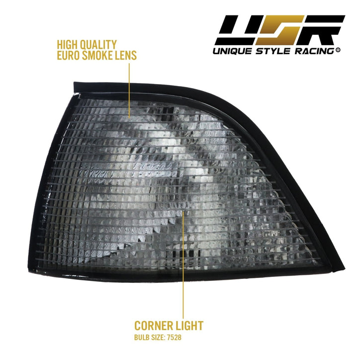 1992-1999 BMW E36 3 Series 2D Coupe & Convertible Euro Clear / Smoke / Dark Smoke Lens Corner Lights