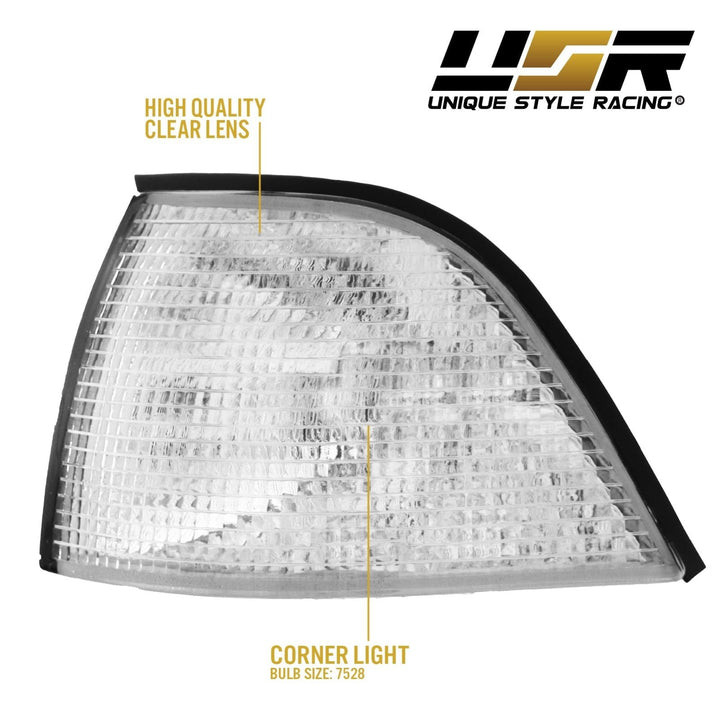 1992-1999 BMW E36 3 Series 2D Coupe & Convertible Euro Clear / Smoke / Dark Smoke Lens Corner Lights
