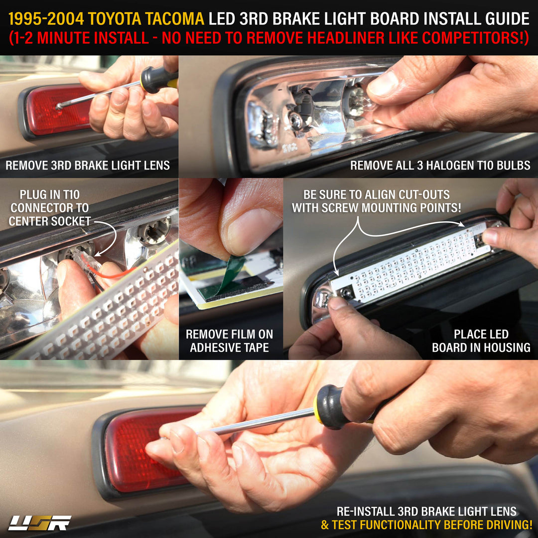 1995 1996 1997 1998 1999 2000 2001 2002 2003 2004 Toyota Tacoma Clear, Smoke or Red Lens 3rd Brake Light with Gasket

#lens-color_led-board-only
