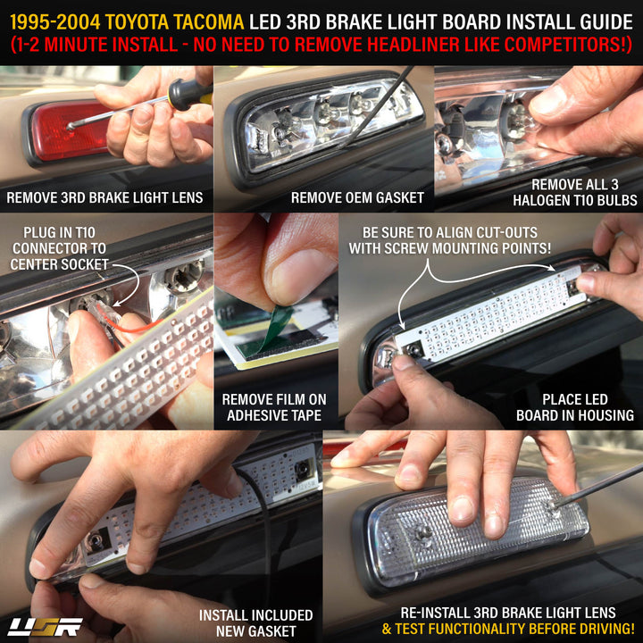 1995 1996 1997 1998 1999 2000 2001 2002 2003 2004 Toyota Tacoma Clear, Smoke or Red Lens 3rd Brake Light with Gasket

#lens-color_clear-lens-led