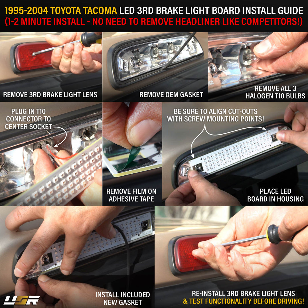 1995 1996 1997 1998 1999 2000 2001 2002 2003 2004 Toyota Tacoma Clear, Smoke or Red Lens 3rd Brake Light with Gasket

#lens-color_red-lens-led