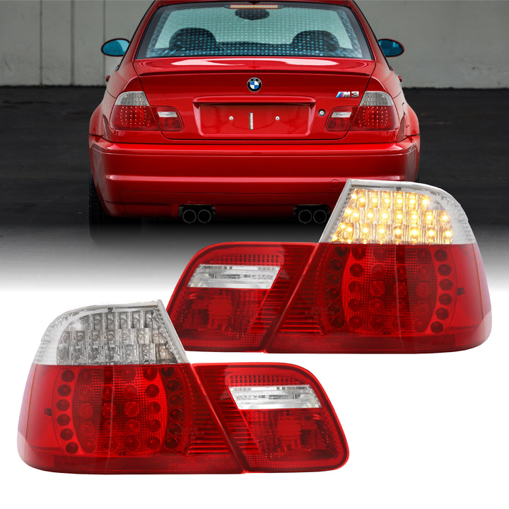 2000-2003 BMW E46 3 Series 2 Door Coupe Red/Clear or Red/Smoke LED Tail Light Made By DEPO