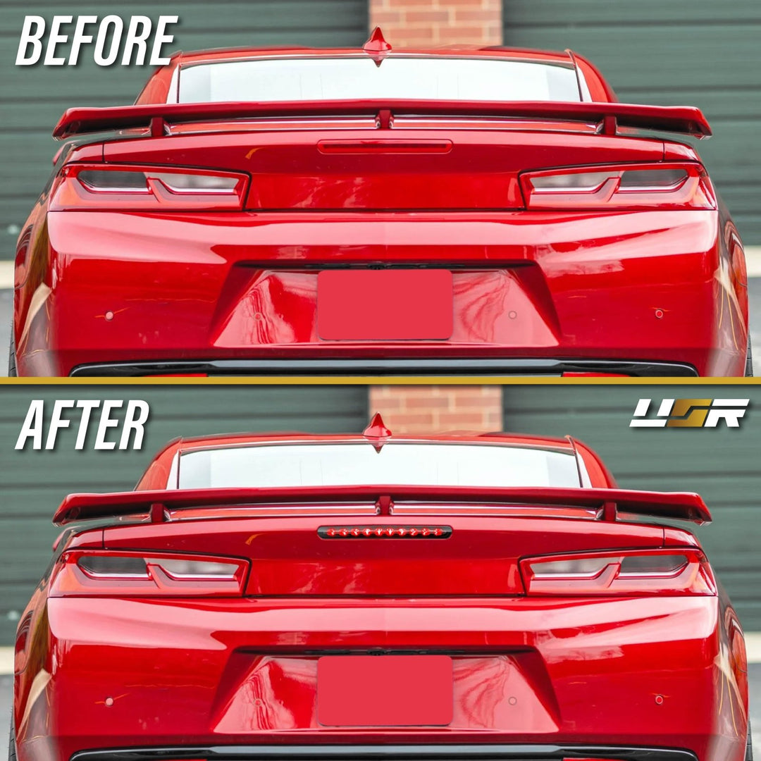 2016-2018 Chevy Camaro Smoke Lens Darkened Rear LED 3rd Brake Light with F1 Flash Option