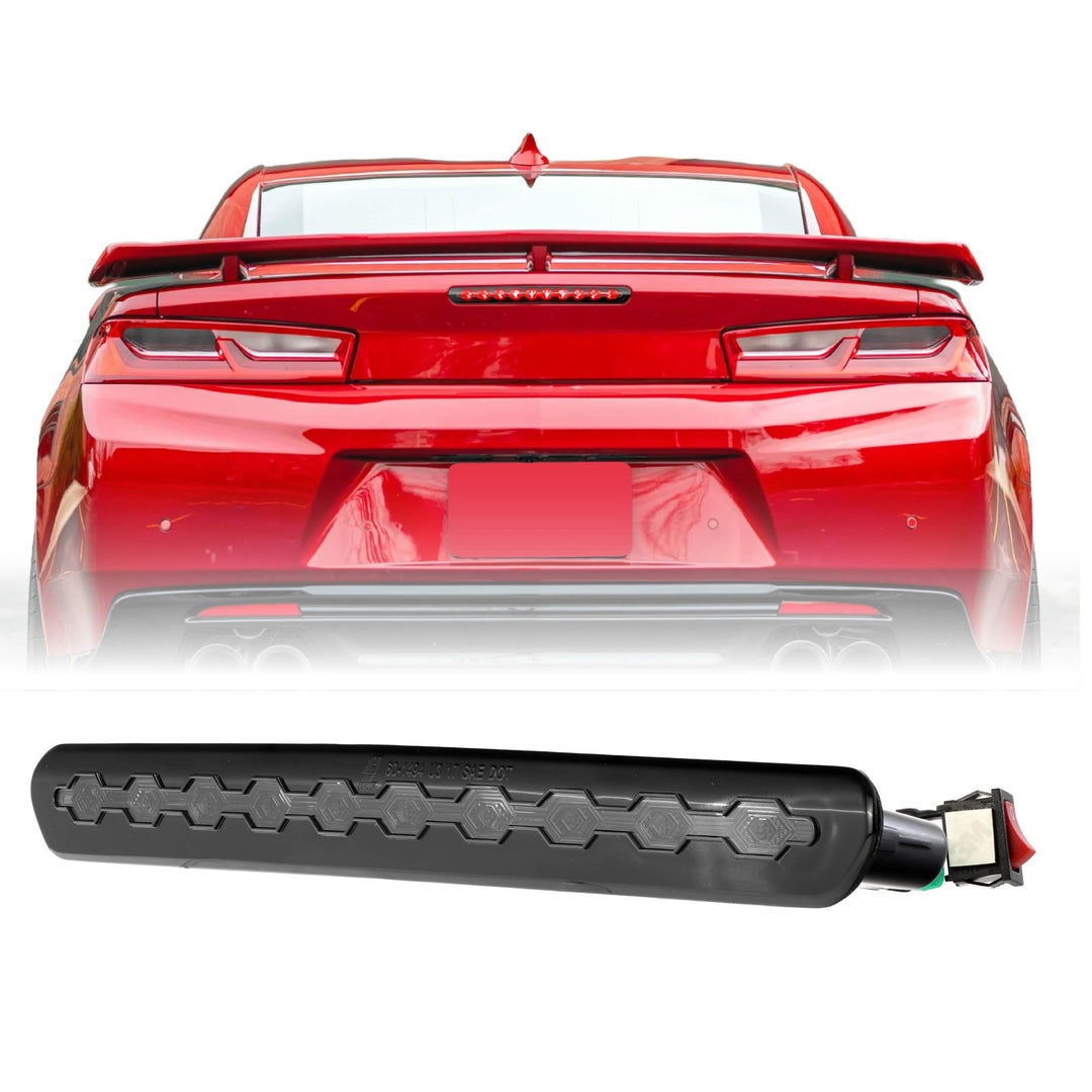 2016-2018 Chevy Camaro Smoke Lens Darkened Rear LED 3rd Brake Light with F1 Flash Option