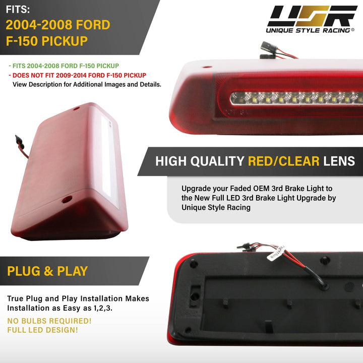 2004 2005 2006 2007 2008 Ford F150 2 in 1 Red/Clear or Smoke 3rd Brake Light LED Bar with White LED Cargo Lamp 
#lens-color_red-clear-lens