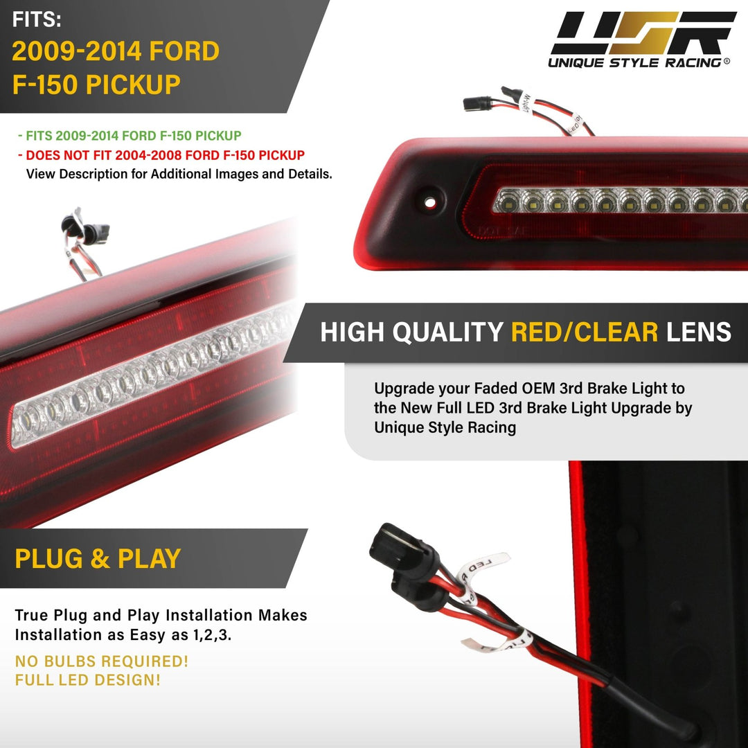 2009 2010 2011 2012 2013 2014 Ford F150 2 in 1 Red/Clear or Smoke 3rd Brake Light LED Bar with White LED Cargo Lamp 
#lens-color_red-clear-lens