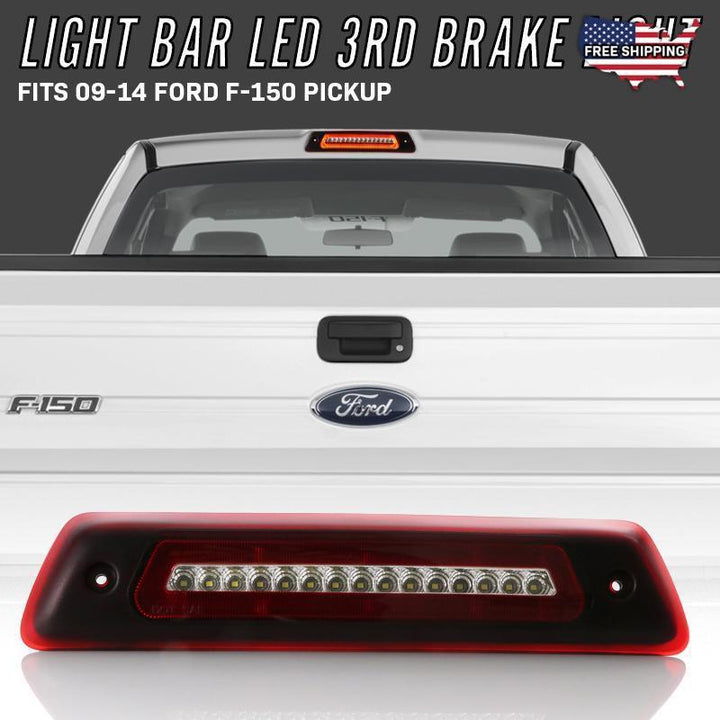 2009 - 2014 Ford F150 / F150 Pickup Truck 2 in 1 Red/Clear or Smoke 3rd Brake Light LED Bar with White LED Cargo Lamp