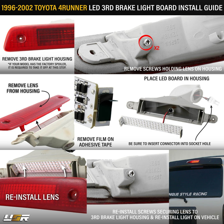 1996 1997 1998 1999 2000 2001 2002 Toyota 4Runner Clear, Smoke or Red Lens 3rd Brake Light

#lens-color_clear-lens-led