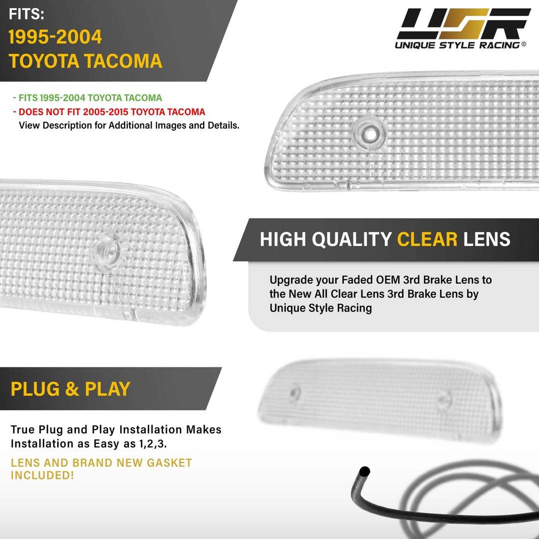 1995 1996 1997 1998 1999 2000 2001 2002 2003 2004 Toyota Tacoma Clear, Smoke or Red Lens 3rd Brake Light with Gasket

#lens-color_clear-lens