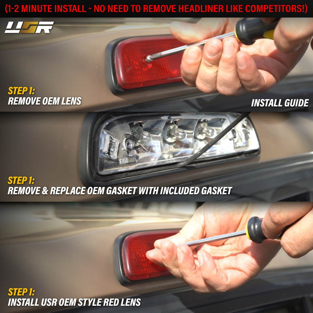 1995 1996 1997 1998 1999 2000 2001 2002 2003 2004 Toyota Tacoma Clear, Smoke or Red Lens 3rd Brake Light with Gasket

#lens-color_red-lens