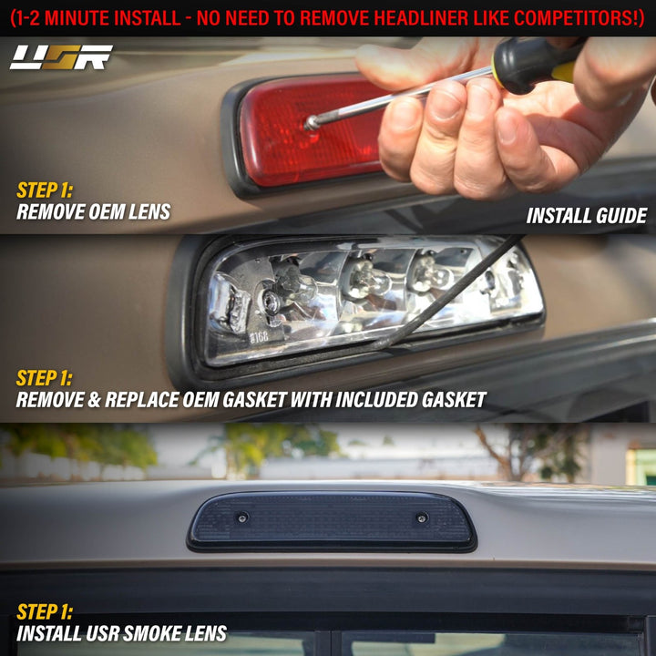 1995 1996 1997 1998 1999 2000 2001 2002 2003 2004 Toyota Tacoma Clear, Smoke or Red Lens 3rd Brake Light with Gasket

#lens-color_smoke-lens