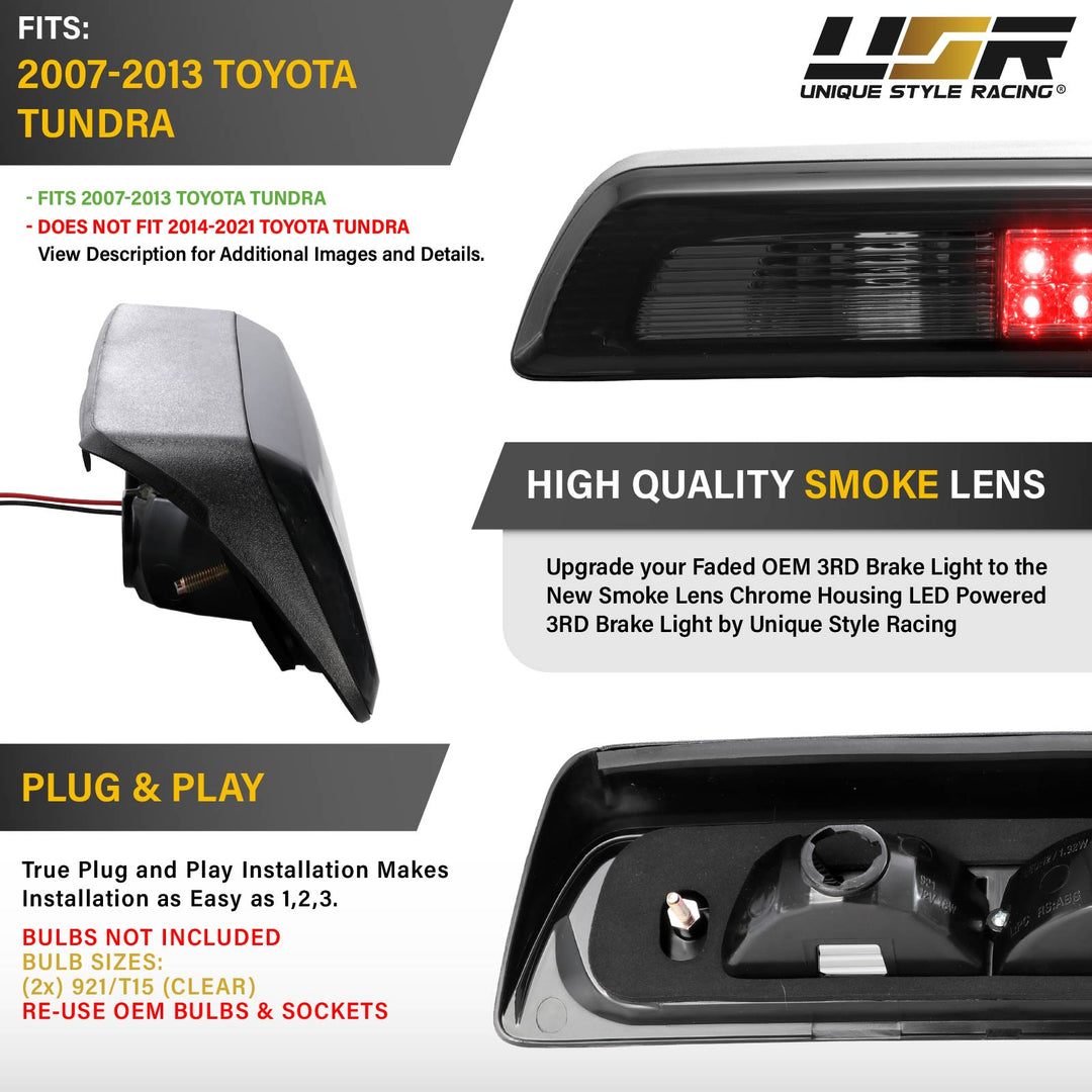 2007-2013 Toyota Tundra OEM Replacement LED Smoke 3rd Brake Light
