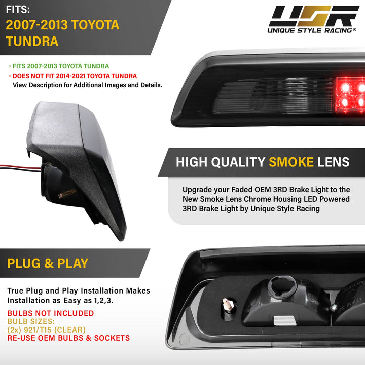 2007-2013 Toyota Tundra OEM Replacement LED Smoke 3rd Brake Light