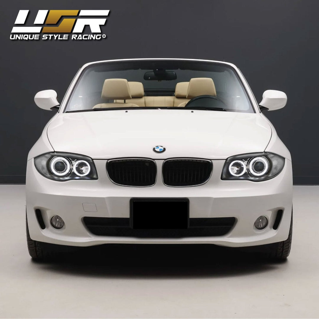 2008-2012 BMW E82 / E88 1 Series DEPO OE Style Euro Clear Corner V2 LED Angel Eye Halo Projector Headlights