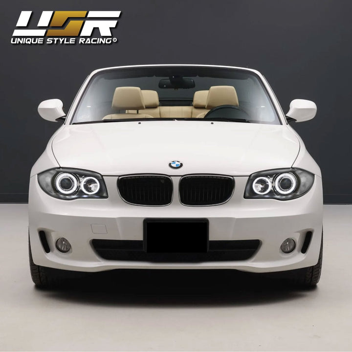 2008-2012 BMW E82 / E88 1 Series DEPO OE Style Euro Clear Corner V2 LED Angel Eye Halo Projector Headlights