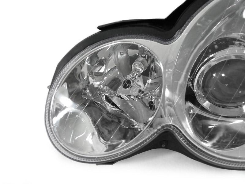 2002-2005 Mercedes C Class W203 2D Sport Coupe Chrome OR Black AMG Style Projector Headlight Made by DEPO