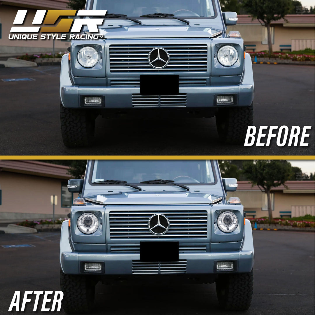 2002-2006 Mercedes Benz G Class Wagon W463 FACELIFT Style GLASS Lens Projector Headlight With Optional Xenon HID Made by DEPO