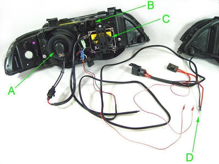 1997-2000 BMW E39 5 Series DEPO Angel Eye Halo Projector Headlight With Optional LED Ring For Factory Xenon Models
