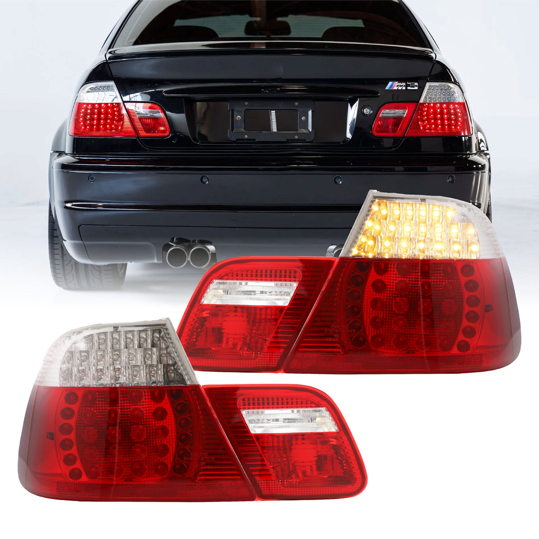 2004-2006 BMW E46 3 Series 2D Coupe Red/Clear OR Red/Smoke LED Tail Light - Made by DEPO