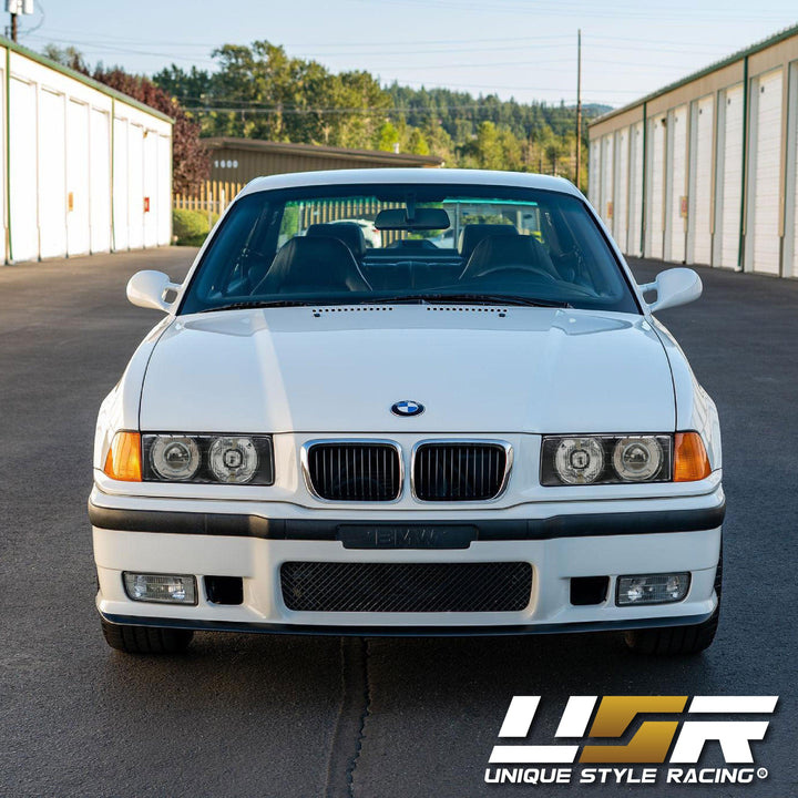 1992-1999 BMW E36 3 Series Hella Euro Ellipsoid GLASS Lens Projector Headlight - Made by DEPO with Optional Daytime Visible UHP LED Angel Eye Halo Rings