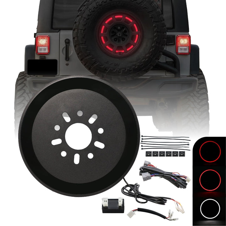 2018+ Jeep Wrangler JL & 1997 - 2006 Jeep Wrangler TJ & 2007 - 2018 Jeep Wrangler JK Switchback Red/White LED Halo Spare Tire Third Brake Light
