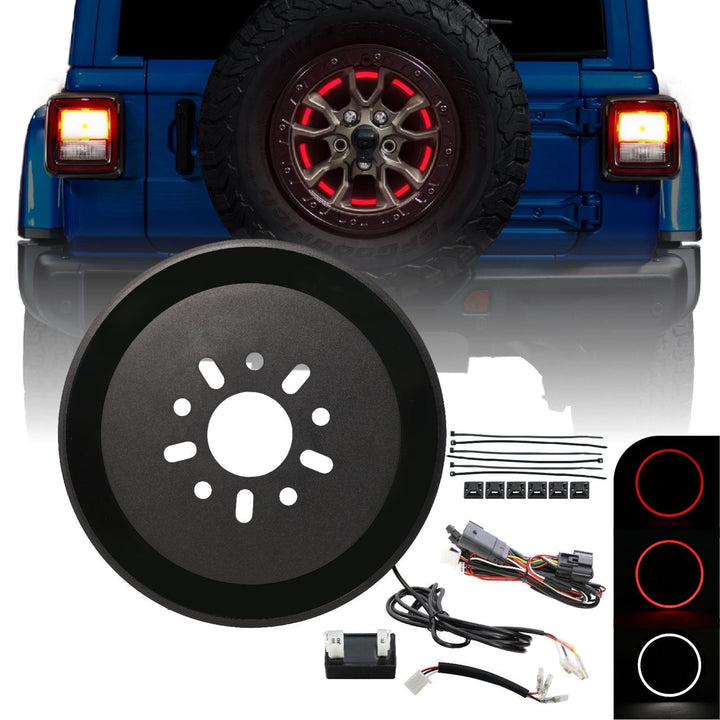 2018+ Jeep Wrangler JL & 1997 - 2006 Jeep Wrangler TJ & 2007 - 2018 Jeep Wrangler JK Switchback Red/White LED Halo Spare Tire Third Brake Light