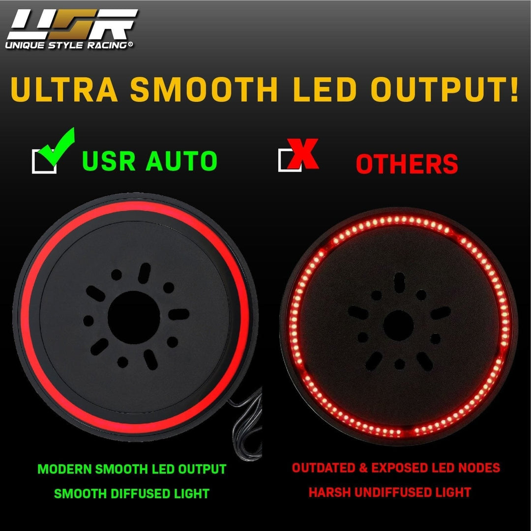 2018 + Jeep Wrangler JL & 1997 - 2006 Jeep Wrangler TJ & 2007 - 2018 Jeep Wrangler JK Switchback Red / White LED Halo Spare Tire Third Brake Light

#fitment_2018-to-2024-jeep-wrangler-jl-with-oem-led-tail-models