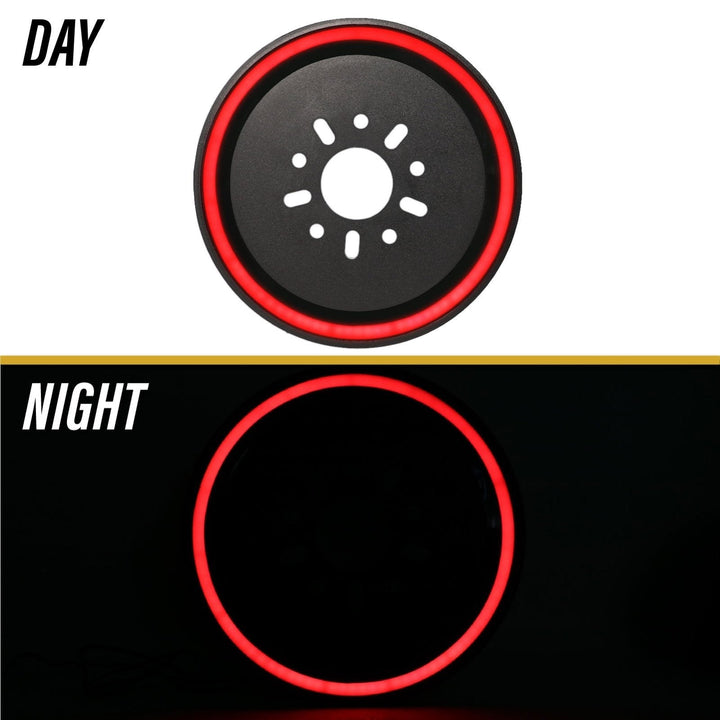 2018 + Jeep Wrangler JL & 1997 - 2006 Jeep Wrangler TJ & 2007 - 2018 Jeep Wrangler JK Switchback Red / White LED Halo Spare Tire Third Brake Light

#fitment_2018-to-2024-jeep-wrangler-jl-for-oem-non-led-tail-models