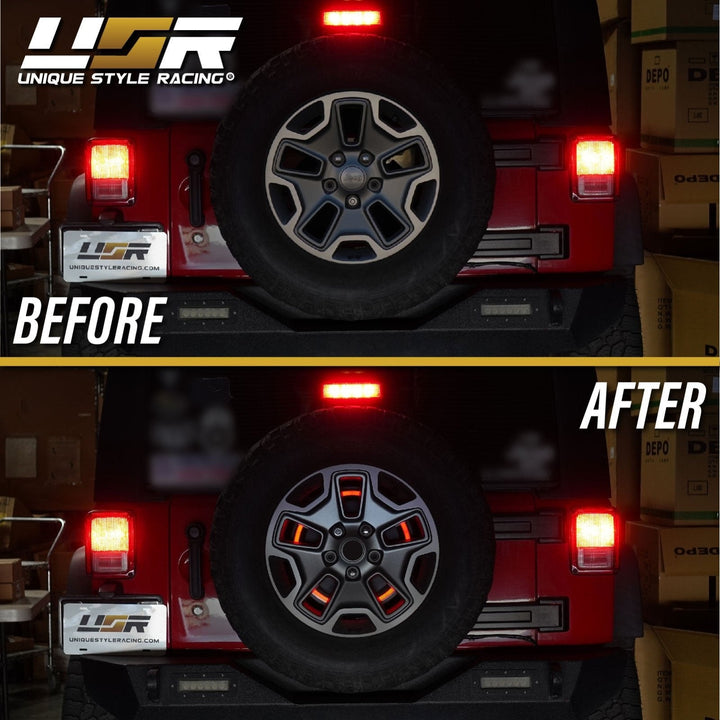 2018+ Jeep Wrangler JL & 1997 - 2006 Jeep Wrangler TJ & 2007 - 2018 Jeep Wrangler JK Switchback Red/White LED Halo Spare Tire Third Brake Light