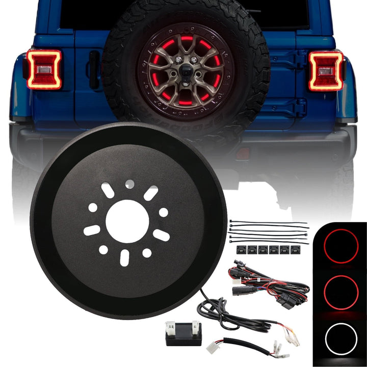 2018+ Jeep Wrangler JL & 1997 - 2006 Jeep Wrangler TJ & 2007 - 2018 Jeep Wrangler JK Switchback Red/White LED Halo Spare Tire Third Brake Light