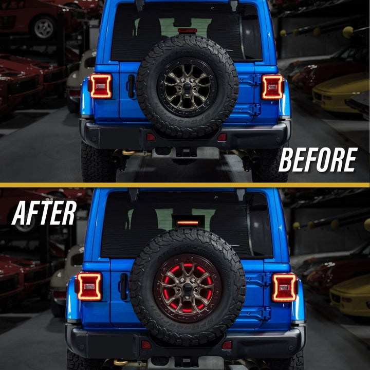 2018+ Jeep Wrangler JL & 1997 - 2006 Jeep Wrangler TJ & 2007 - 2018 Jeep Wrangler JK Switchback Red/White LED Halo Spare Tire Third Brake Light