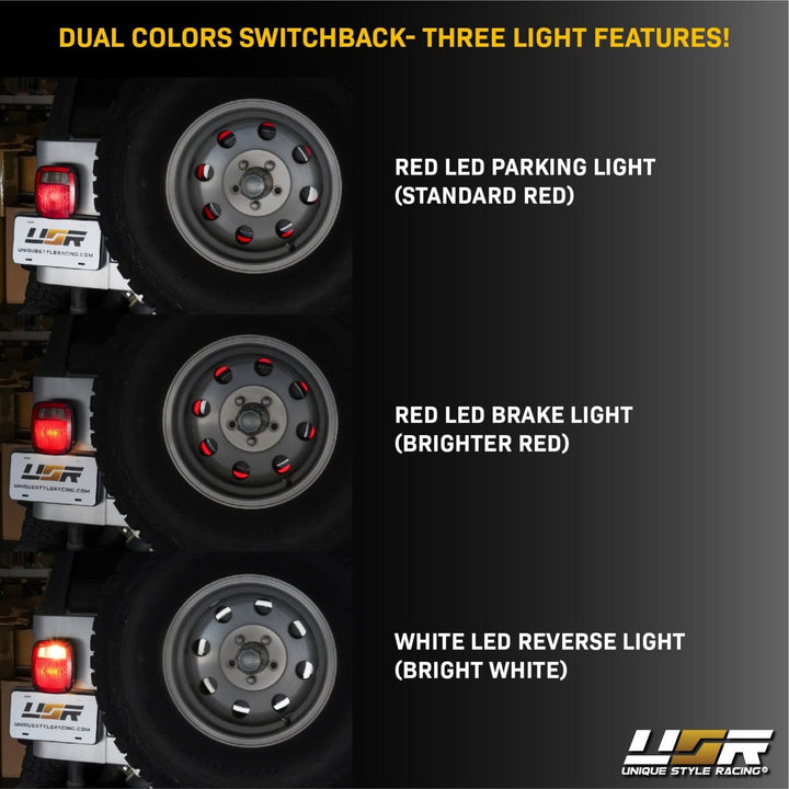 2018+ Jeep Wrangler JL & 1997 - 2006 Jeep Wrangler TJ & 2007 - 2018 Jeep Wrangler JK Switchback Red/White LED Halo Spare Tire Third Brake Light