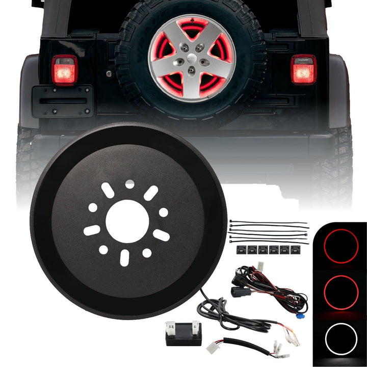 2018+ Jeep Wrangler JL & 1997 - 2006 Jeep Wrangler TJ & 2007 - 2018 Jeep Wrangler JK Switchback Red/White LED Halo Spare Tire Third Brake Light