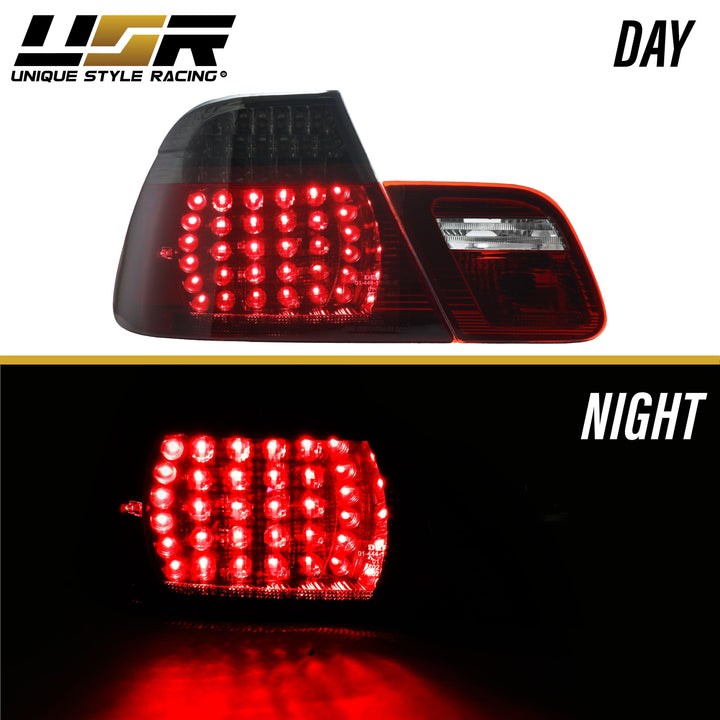 2004-2006 BMW E46 3 Series 2D Coupe Red/Clear OR Red/Smoke LED Tail Light - Made by DEPO